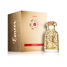 Lattafa Emeer (2ml) – perfume unisex con notas cálidas y especiadas. Perfume original en atomizador de 2 ml.