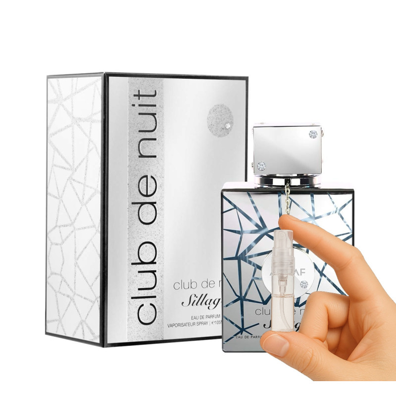 Armaf Club De Nuit Sillage EDP Spray 2 ml – Perfume masculino de lujo y elegancia. Perfume original en atomizador de 2 ml.