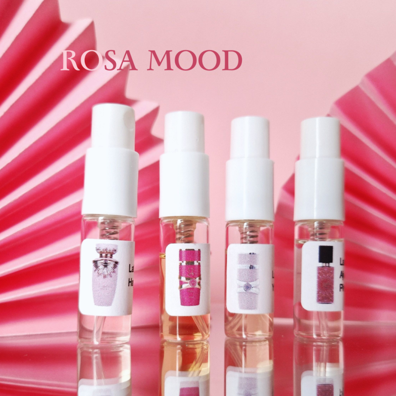 Kit Rosa Mood – Decantes de Perfumes Árabes Femininos | Yara, Ajwad, Candy, Haya